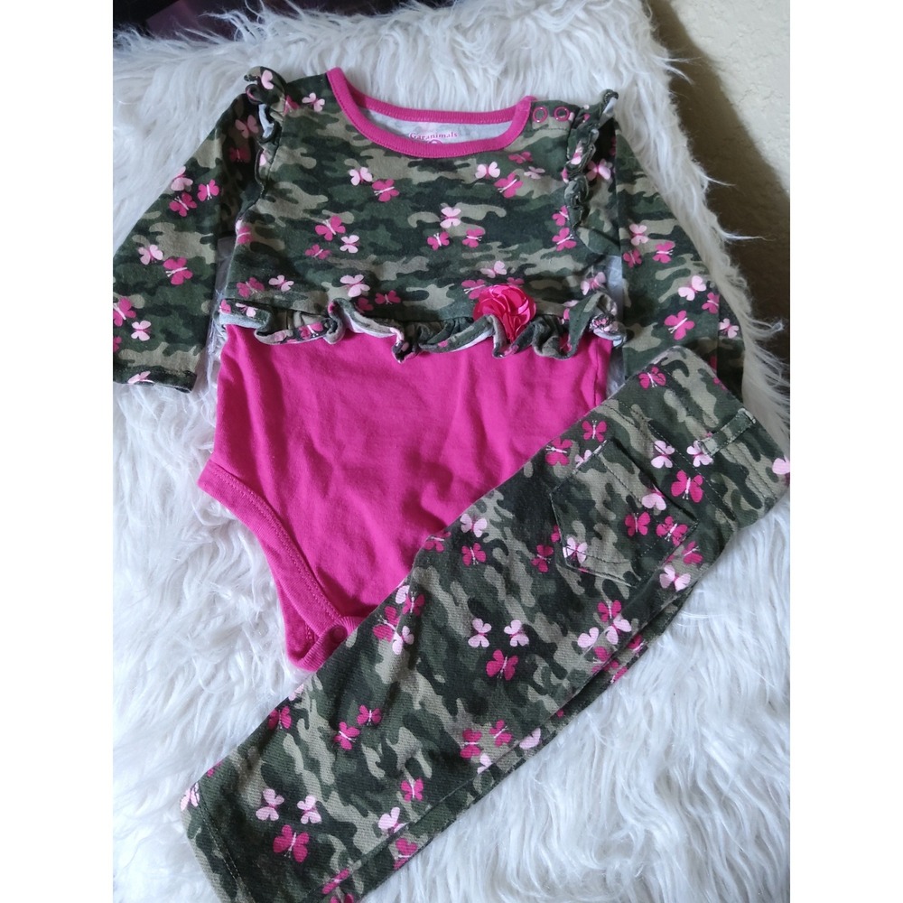 Garanimals Baby Girls Pink Camo Butterfly Bodysuit and Pants Set 6-9 Months